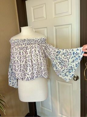 Free People Off Shoulder Floral Crop Top